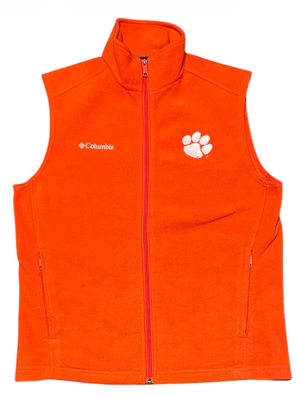 Men's Columbia Clemson Tigers Orange Fleece Full-Zip Vest - Size Medium